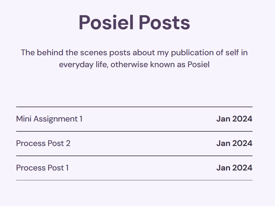 Post table showing show posts are listed on each of my section pages