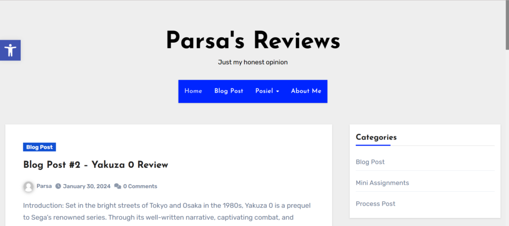 Screenshot of Parsa's Reviews - Front page